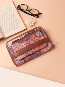ZOUK Women Kutch Gamthi Classic Abstract Printed Fabric Zip Around Wallet