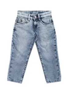 U.S. Polo Assn. Kids Boys Blue Slim Fit Clean Look Heavy Fade Cotton Jeans