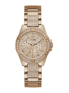 GUESS Women Embellished Dial & Stainless Steel Straps Analogue Watch GW0373L3