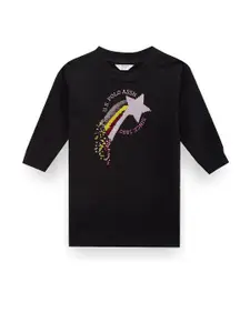 U.S. Polo Assn. Kids Girls Graphic Printed Round Neck Cotton T-shirt Dress
