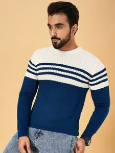 YU by Pantaloons Colourblocked Round Neck Acrylic Pullover Sweater