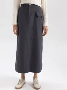 DeFacto Flap Pocket Detail Pure Cotton Straight Midi Skirt