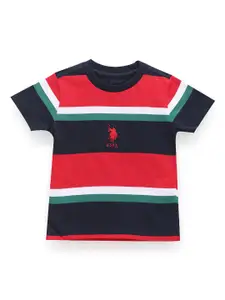 U.S. Polo Assn. Kids Boys Horizontal Stripe Embroidered Detail Cotton T-Shirt