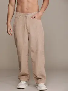 Roadster Men High-Rise Pure Cotton Trousers