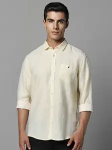 Louis Philippe Jeans Slim Fit Spread Collar Cotton Linen Casual Shirt