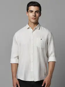 Louis Philippe Jeans Slim Fit Spread Collar Cotton Linen Casual Shirt
