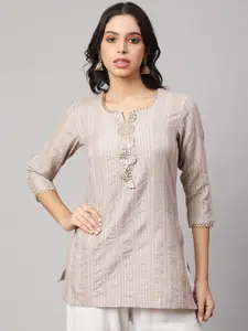 AKIMIA Woven Design Gotta Patti Pure Cotton Kurti