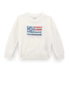 U.S. Polo Assn. Kids Girls Embroidered Sequinned Cotton Pullover