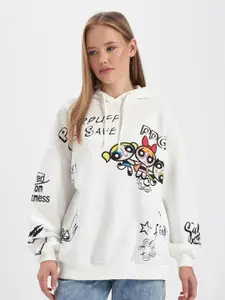 DeFacto Powerpuff Girls Printed Hooded Pullover Sweatshirt