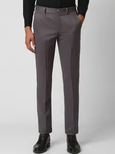 V Dot Men Grey Skinny Fit Formal Trousers