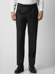 Van Heusen Men Textured Pleated Formal Trousers