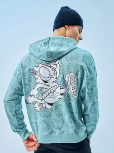 Bewakoof Official Garfield Merchandise Garfield Chase Graphic Printed Oversized Hoodies