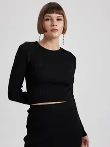 DeFacto Ribbed Crop Pullover Sweater