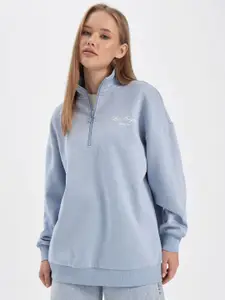 DeFacto High Neck Half Zipper Longline Pullover Sweatshirt