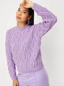 max Cable Knit Self Design Pullover  Sweater