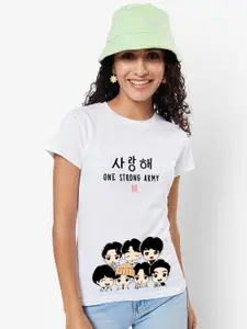 Bewakoof BTS Army Printed Round Neck Cotton Regular T-shirt