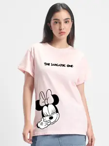 Bewakoof Minnie Mouse Printed Relaxed Fit Cotton T-shirt