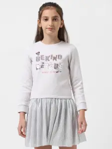 Vero Moda Girls Minnie Mouse Embroidered Sequinned Cotton A-Line Dress