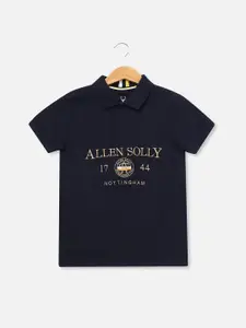 Allen Solly Junior Boys Typography Printed Polo Collar Pure Cotton T-shirt