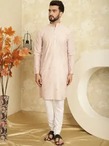 SOJANYA Geometric Printed Band Collar Straight Kurta with Churidar