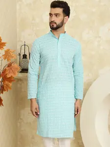 SOJANYA Floral Embroidery Mandarin Collar Straight Kurta