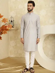 SOJANYA Geometric Woven Design Zari Straight Kurta with Churidar