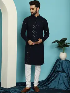 SOJANYA Embroidered Sequinned Pure Cotton Kurta with Pyjama Set