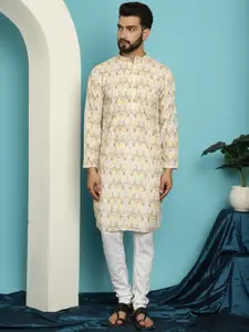 SOJANYA Chevron Embroidered Pure Cotton Kurta with Churidar