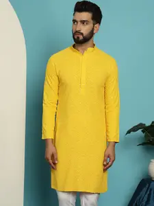 SOJANYA Embellished Sequinned Pure Cotton Straight Kurta