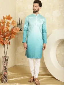 SOJANYA Ombre Dyed Band Collar Straight Kurta with Churidar