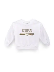 U.S. Polo Assn. Kids Girls Typography Printed Cotton Sweatshirt