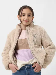 Vero Moda Girls Colourblocked Round Neck Long Sleeve Pullover Sweaters