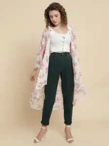 UnaOne Floral Printed Longline Waterfall Shrug