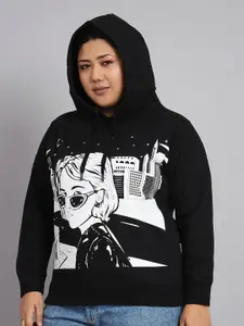 BEYOUND SIZE - THE DRY STATE Plus Size Graphic Printed Hooded Fleece Sweatshirt