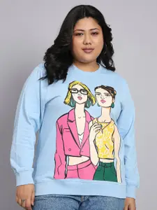 BEYOUND SIZE - THE DRY STATE Plus Size Graphic Printed Fleece Sweatshirt