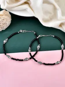 Silvermerc Designs Silver Plated Oxidized Anklet With Charm