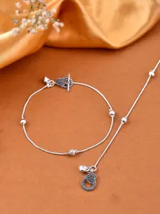 Silvermerc Designs Silver-Plated Floral Charm Anklet