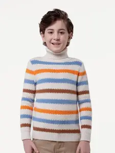 One Friday Boys Striped Turtle Neck Long Sleeves Pullover Sweater