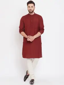 even Band Collar Straight Pure Cotton Kurta
