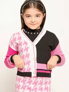 One Friday Girls Geometric Printed Cardigan Sweater