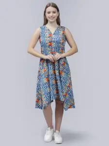 ENTELLUS Floral Print Fit & Flare Midi Dress