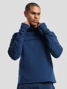 NOBERO Self Design Turtle Neck Fleece Pullover Sweatshirt