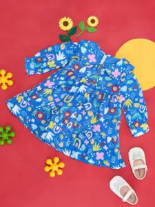 Pantaloons Baby Infants Girls Floral Printed Peter Pan Collar Fit & Flare Dress