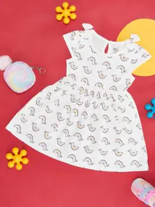 YU by Pantaloons Infants Girls Conversational Printed Fit & Flare Cotton Dress