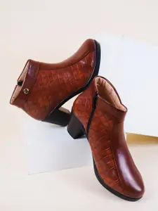 Try Me Women Mid Top Textured Block Heeled Regular Boots