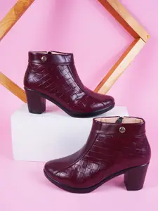 Try Me Women Mid Top Textured Block Heeled Regular Boots