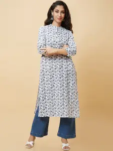 Globus Geometric Printed Mandarin Collar Pure Cotton Kurta
