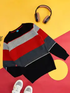 YU by Pantaloons Boys Colourblocked Round Neck Acrylic Pullover Sweater