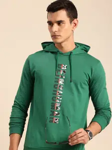 Being Human Brand Logo Printed Pure Cotton Hooded Sweatshirt