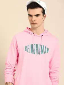 Being Human Men Brand Logo Print Hooded Pure Cotton Sweatshirt